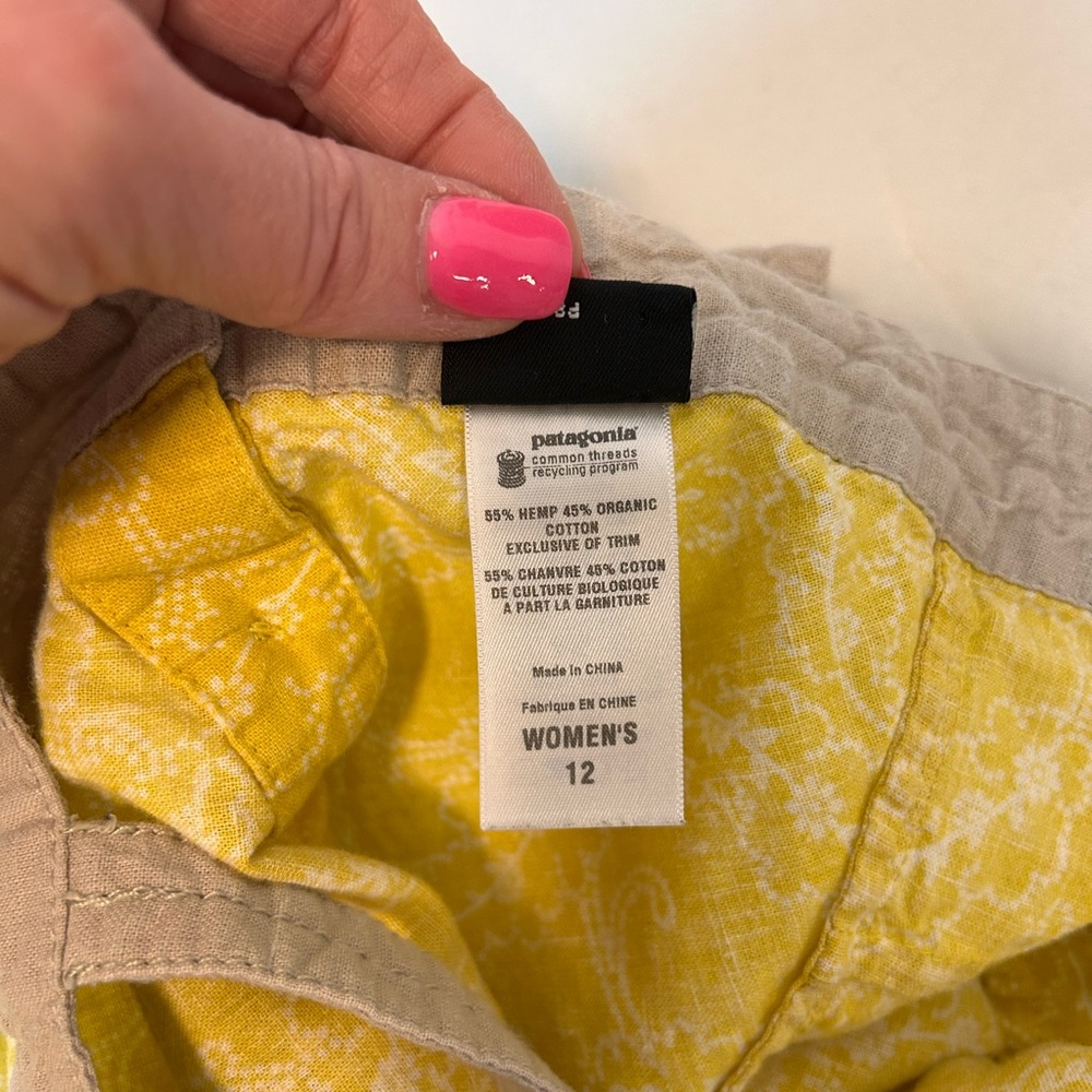 Patagonia W’s Island‎ Hemp Organic Cotton Tank Top Summertime Yellow Women’s 12 - Picture 7 of 7
